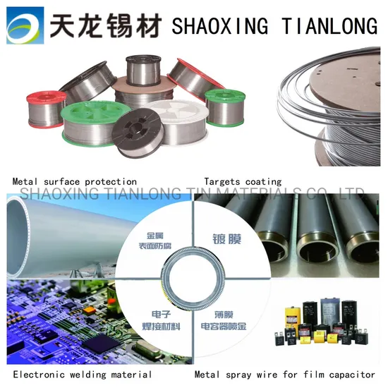 Zinc wire for electronics, film capacitor metal spray wire