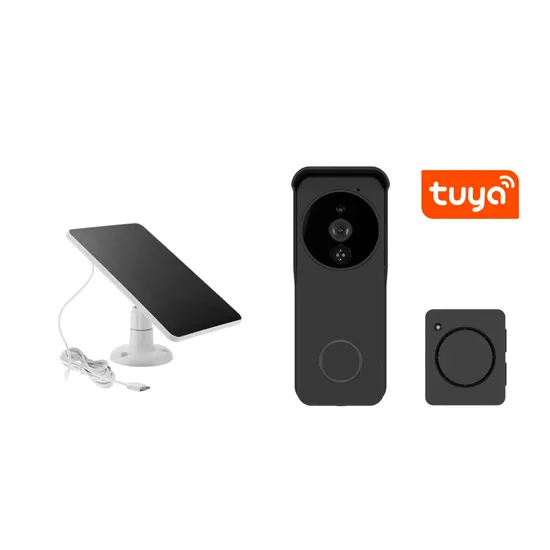 2MP WiFi Tuya Built-in 5200 mAh Battery Charged by Solar Panel with Ding-Dong Chime Video Doorbell 2MP WiFi Tuya Built-in 5200 mAh Battery Charged by Solar Panel with Ding-Dong Chime Video Doorbell