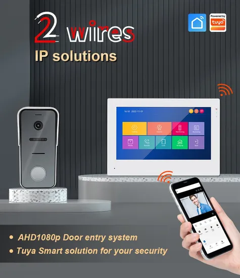 2-Wire IP/WiFi 7"HD Touch Screen Video Intercom Video Door Phone for Villa Apartment with Tuya APP Control