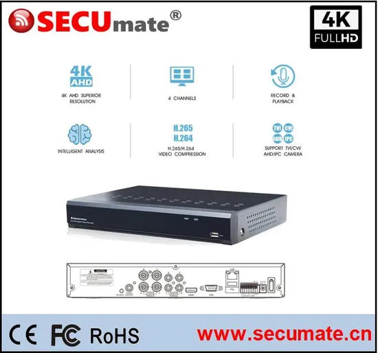 4CH Ultra HD 4K 8MP Ahd Tvi DVR with Audio Alarm