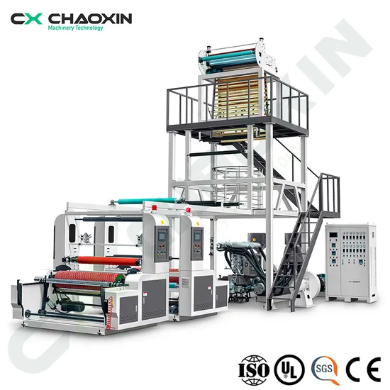 High Speed ABA Double Layer Co-Extrusion Rotary Die Head Blown Film Machinery 2 Two Layer Biodegradable HDPE LDPE PE Plastic Film Blowing Machine Price