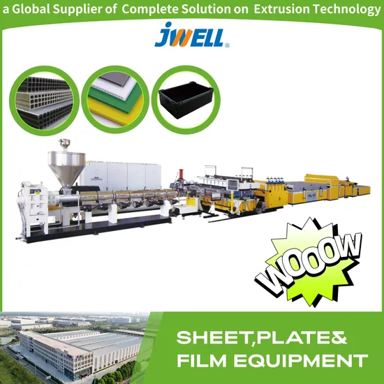Jwell PP/PE Plastic Hollow Cross Section Plate Extrusion Line for Packing Case, Clapboard, Backing Plate and Culet