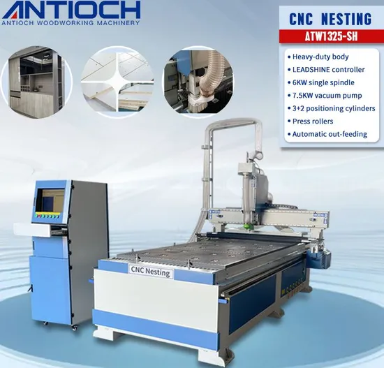 Efficient Single Spindle CNC Router Machine for Woodworking with 7.5kw Vacuum Pump