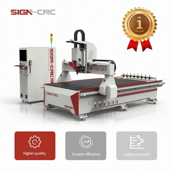 A4-1325-L8-E Atc CNC Router Woodworking Engraving Machine with AC Servo Motor for Furniture