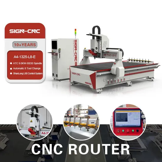 Atc CNC Router Woodworking Machinery A4-1325-L8-E Wood Cutter Machine for Wood Processing