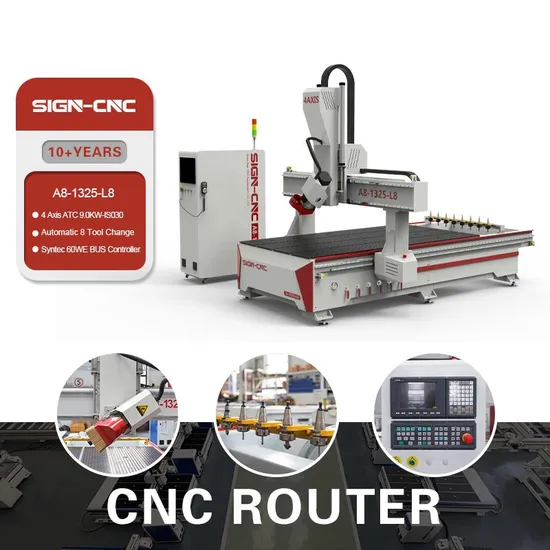 Factory Supply 4 Axis Spindle 180 Degree Spindle Atc CNC Router Machine for Furniture Making Work Wood Carving Machinery with Good Price