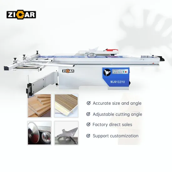 ZICAR cheap price MJ6132YII 45 or 90 degree wood panel cutting sliding table saw machine for furniture mdf