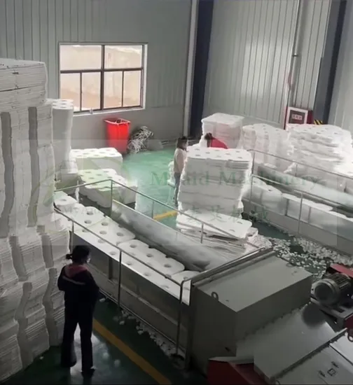 Continuous EPS Foam Shredding Machine by Belt Conveyor Feeding