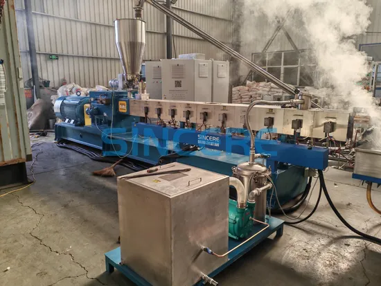 PP PE Pet PS ABS Recycling Exhaust Parallel Twin Screw Extruder Pelletizing Granulator Machine