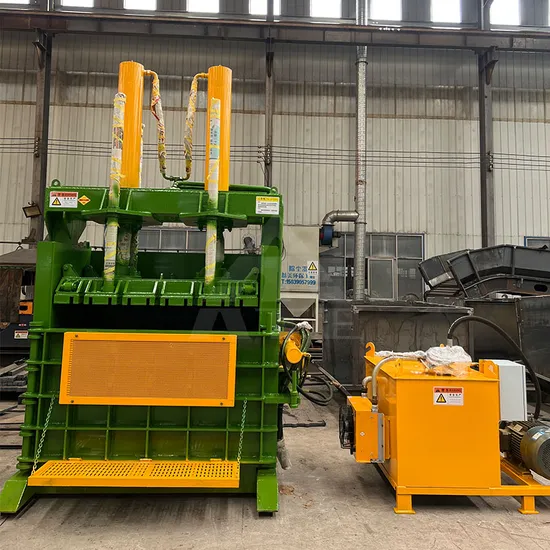 China Aluminum Cans Plastic Waste Vertical Hydraulic Truck Tire Baler Machine