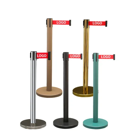 Belt Stanchion Queue Barriers Security Pole Posts Crowd Control Stanchion with 2m, 3 Meters, 5m Retractable Belt Stanchion Set