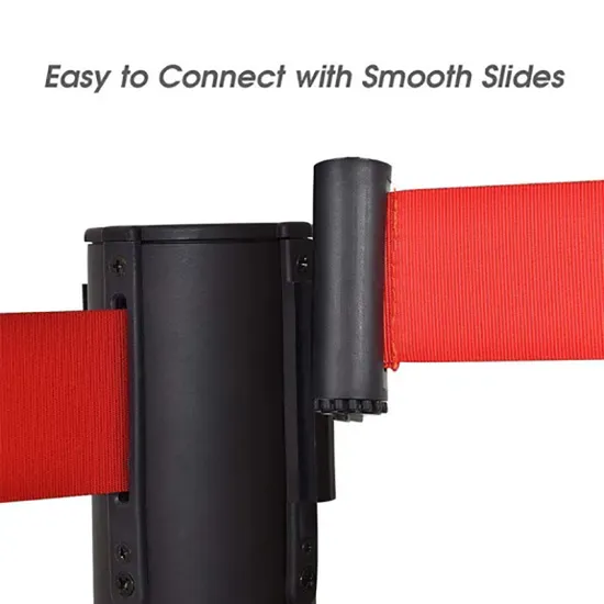36" Portable Retractable Crowd Control Belt Stanchion Barrier Post