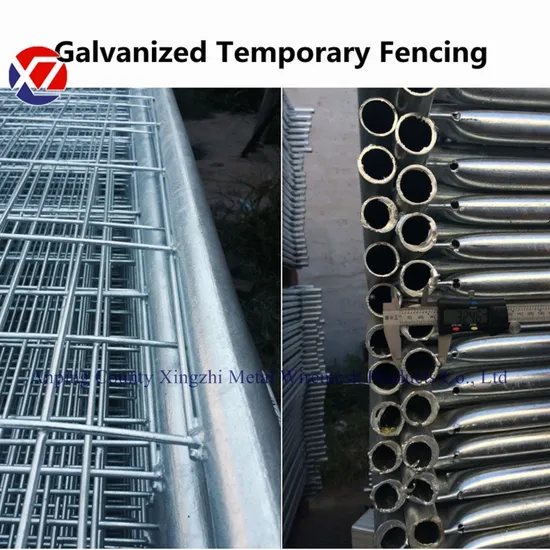 Galvanized Temporary Construction Fence with Concrete Block Base
