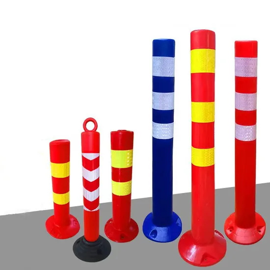 High Visibility PU Yellow Black Flexible Warning Guard Reflective Traffic Road Column
