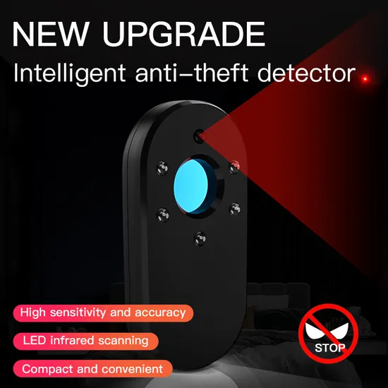 New Upgrade Intelligent Infrared Anti-Scope Anti-Theft Detector, Mini Portable Infrared Hidden Camera Detector (Black)