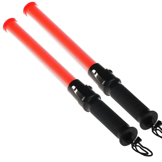 Red Rechargeable Nightstick LED Flashing Light Traffic Wand Warning Baton