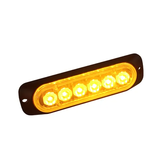 1W 6 LEDs Slim Amber Traffic Warning Flashing Light Bar