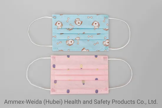 Wholesale 3ply Disposable Nonwoven Cute Cartoon Kid Face Mask with Earloop