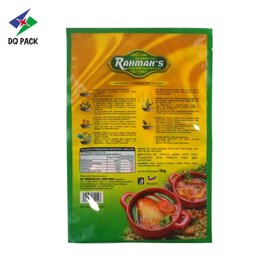 Custom Printed Fish Curry Powder Food Packing 3 Side Seal Bag Antistatic Plastic Sachet Packaging
