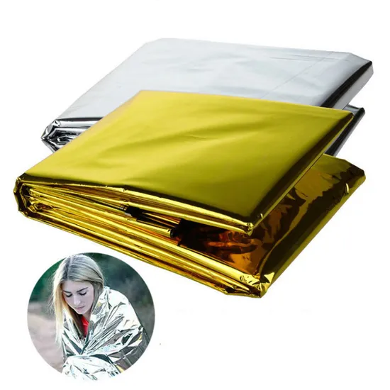 Gold & Sliver Emergency Disposable Thermal Blanket for Keep Body Warm