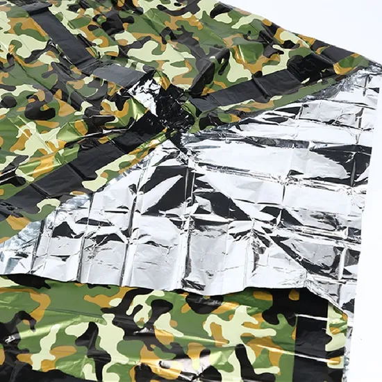Waterproof Green Camouflage Emergency Mylar Printed Foil Thermal Blankets Packs