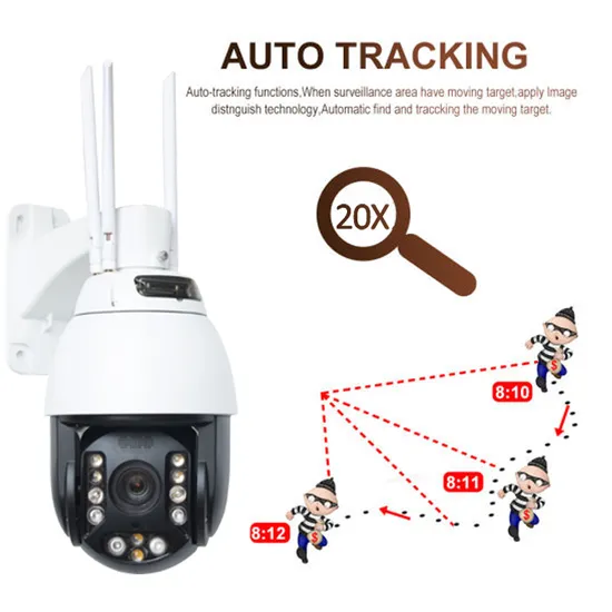 Solar Power Outdoor WiFi/4G 20X 1080P 280m IP PTZ Security Dome Camera