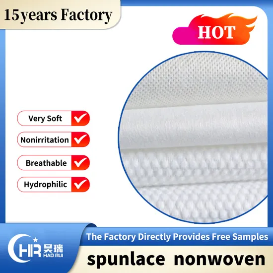 Customized Plain Embossed Pet and Rayon Spunlace Non-Woven Fabric Roll, Spunlace Nonwoven Viscose&Polyester Rolls Nonwoven Fabric for Bath Towels/Wet Wipes