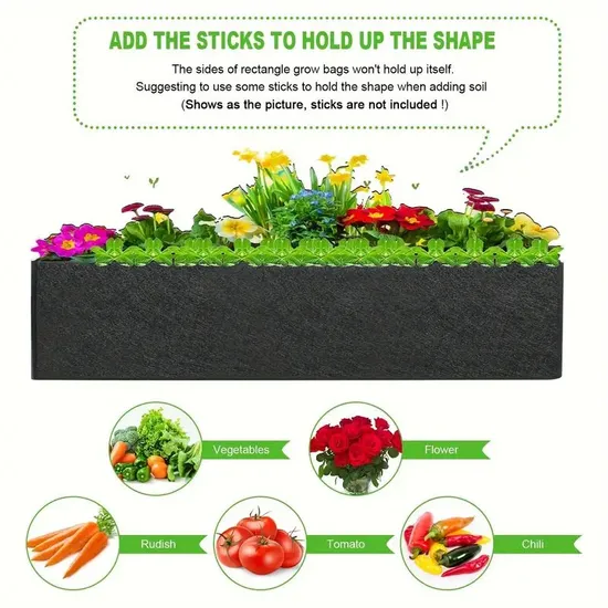 Garden Bags with Hand for Growing Vegetables, Large Cloth Flower Pot Grow Bags for Indoor and Outdoor, Cloth Flower Pot Grow Bags
