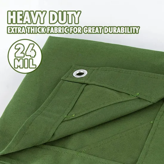 Finished Size 8′ X 10′ Canvas Tarp with Rustproof Grommets