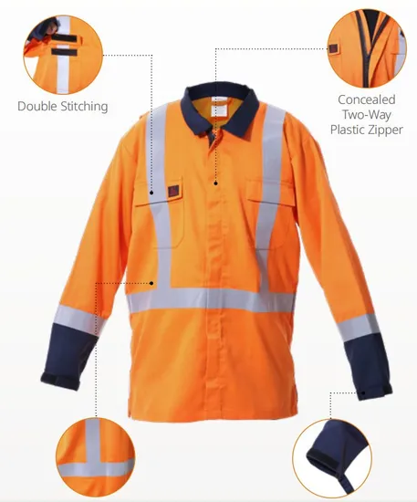 Wholesale Customize Cotton/Nylon Fr Hi Vis Arc Fire Retardant Safety Work Shirt
