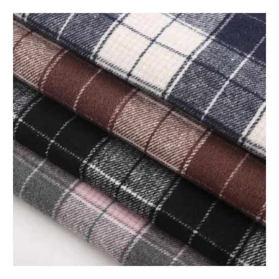 Fabric Manufacturer Woven Jacquard Brushed Tweed Wool Polyester Cotton Fabrics for Shirt