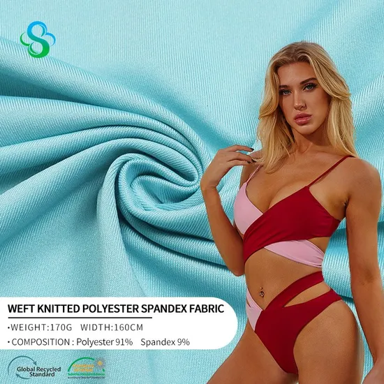 Wholesale Weft Knitted High Elasticity /T-Shirt/Swimwear/Underwear 91%Polyester 9% Spandex Fabric