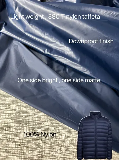 (300+colors available in stock/can customize) 380t Light Weight/Soft Comfortable/Waterproof Nylon Taffeta Fabric for Down Jacket/Garment/Clothing