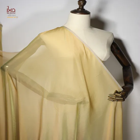 Customise Dress Wholesale Garment Supplier Colors Yellow Golden Crinkle 100% Chiffon Pure Silk Fabric