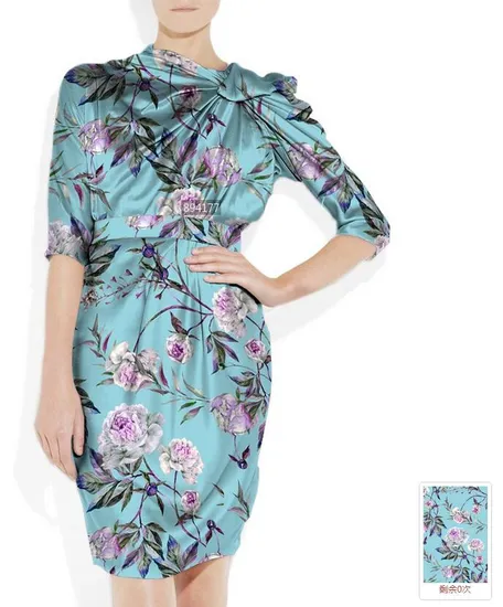 Digital Printed 16mm Elasticity Satin Silk Fabric for Lady Office Garment