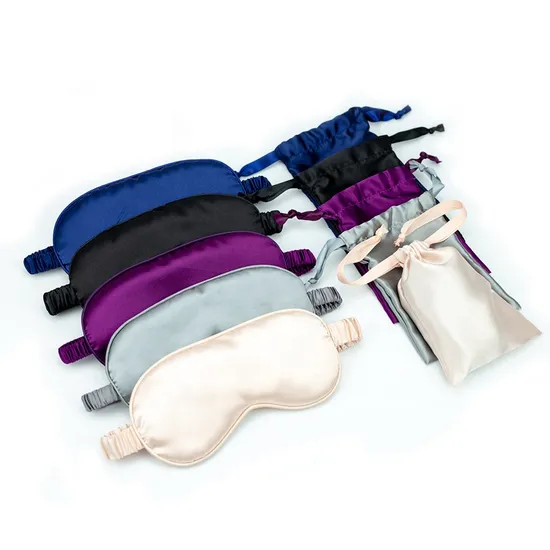 2pack Promotion Private Label Custom Logo Hotel Travel Wedding Gift Soft Silk Satin Eye Sleeping Mask with Drawstring Bag