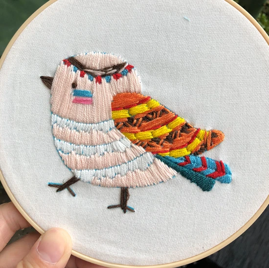 Bird Animal Patterns Small Handmade DIY Embroidery Kit Creative for Beginners