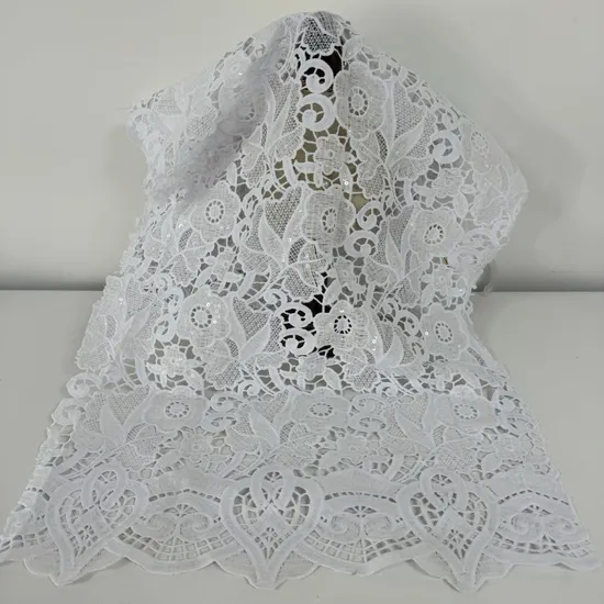 High Quality Bridal Gown Wedding Dress Milk Silk Embroidered Sequined Fabric