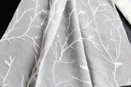 Sheer Dolly Embroidery Polyester Curtain Fabric