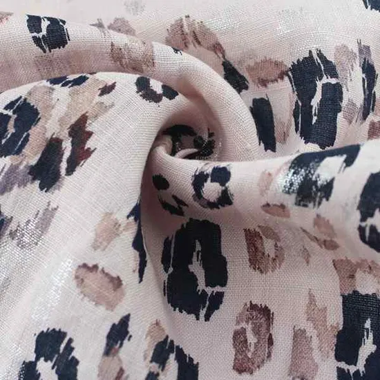 144GSM New Product Print Pure Linen Fabric for Dress L-0953
