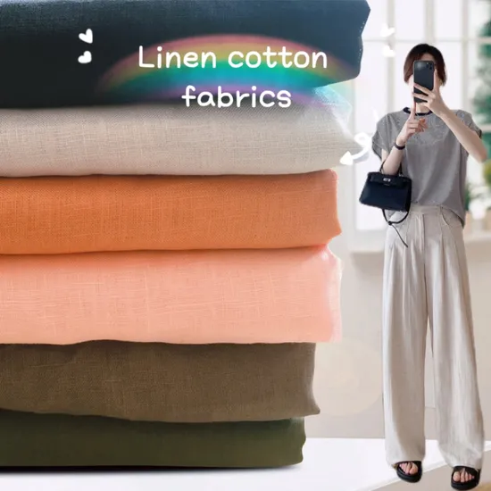 145GSM 14s Linen Cotton Fabric for Shirt/Dress/Pant