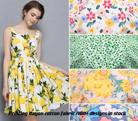 40s Soft 100% Rayon Cotton Handfeel Fabric Printed/Printing Rayon Fabric for Dress/Shirt/Pants/Blouse/Garment