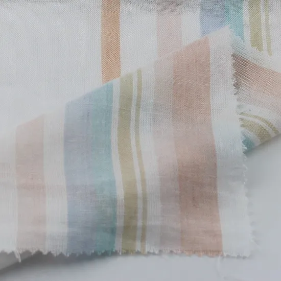 Yarn Dyed Stripe Linen Rayon Woven Fabric for Clothes