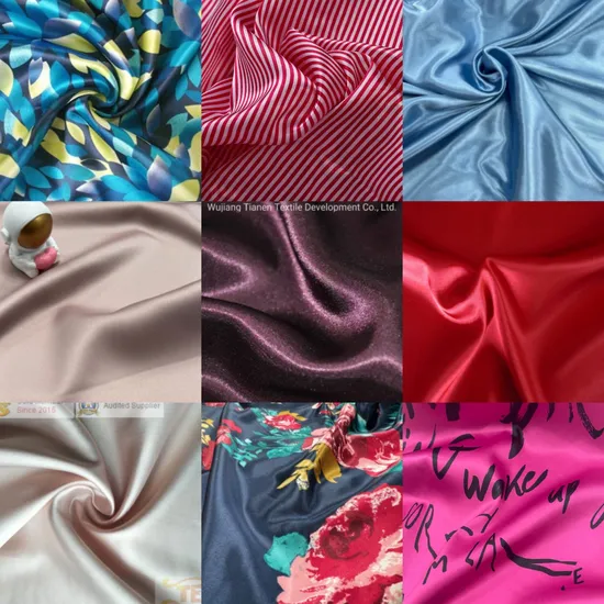 Tn Textile Polyester Imitation Silk Fabric Stretch Satin Fabric for Women Dress and Garment