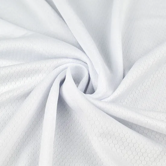 White Polyester Honeycomb Mesh Sports Jersey Fabric