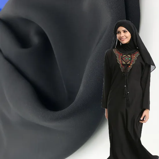 Normal Black Polyester Nida Fabric for Thobe Arabian Robe Muslim Islamic Clothing Arab Abaya
