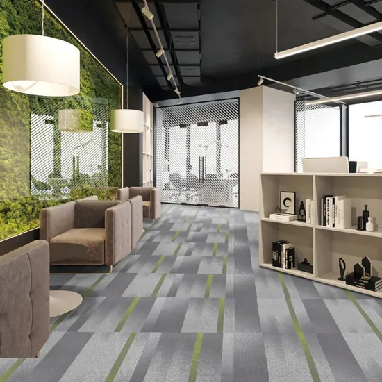 Popular Highlight Stripe Nylon with PVC Backing Commercial Carpet Tiles 50cm*50cm