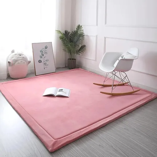 Pink Baby Playpen Yoga Mat Non-Slip Elasti-Foam Coral Velvet Tatami Rug