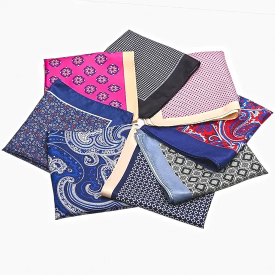 Fashion Design Custom Size Cotton Square Scarf Classic Men′s Handkerchief