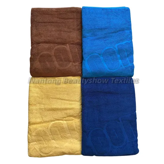 Beautyshow Factory Supply High Quality Cotton Embossed Jacquard Custom Logo Hotel Bath Beach Towel